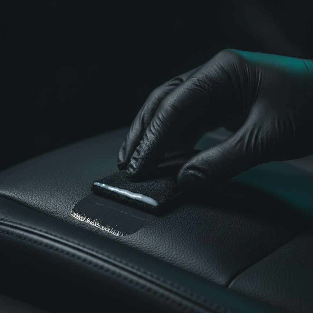 Auftrag des Leder-Keramikschutzes mit Mikrosuede-Applikator